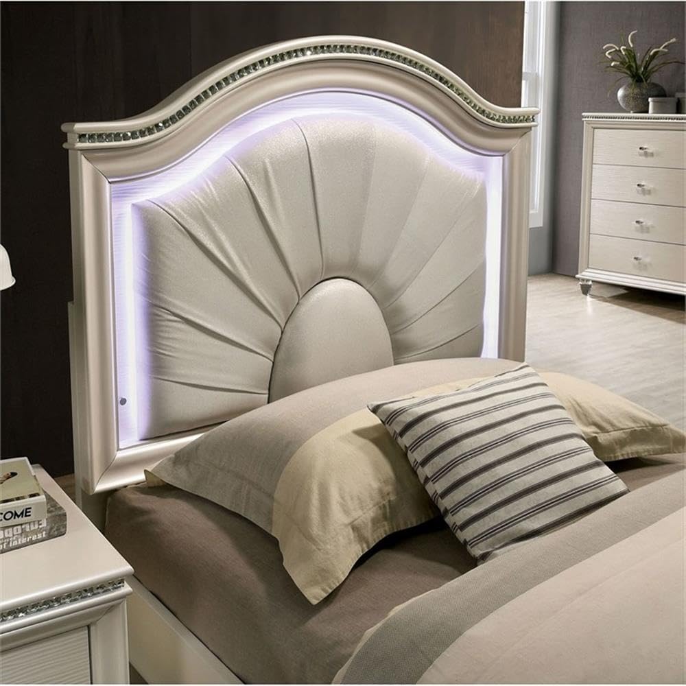 FOA Devado Contemporary 3-Piece White Wood Bedroom Set - Twin Bed & 2 Nightstands | Modern Minimalist Furniture for Small Spaces & Guest Rooms