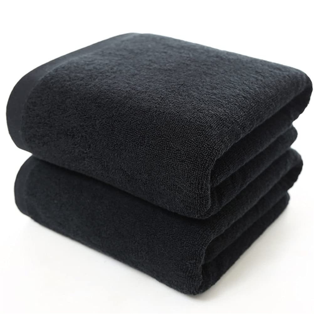 Premium Black Large Bath Towel Set - 100% Pure Cotton, Thick & Absorbent, 34x75cm (120g) - Soft & Luxurious for Home, Spa, Hotel, and Gym Use