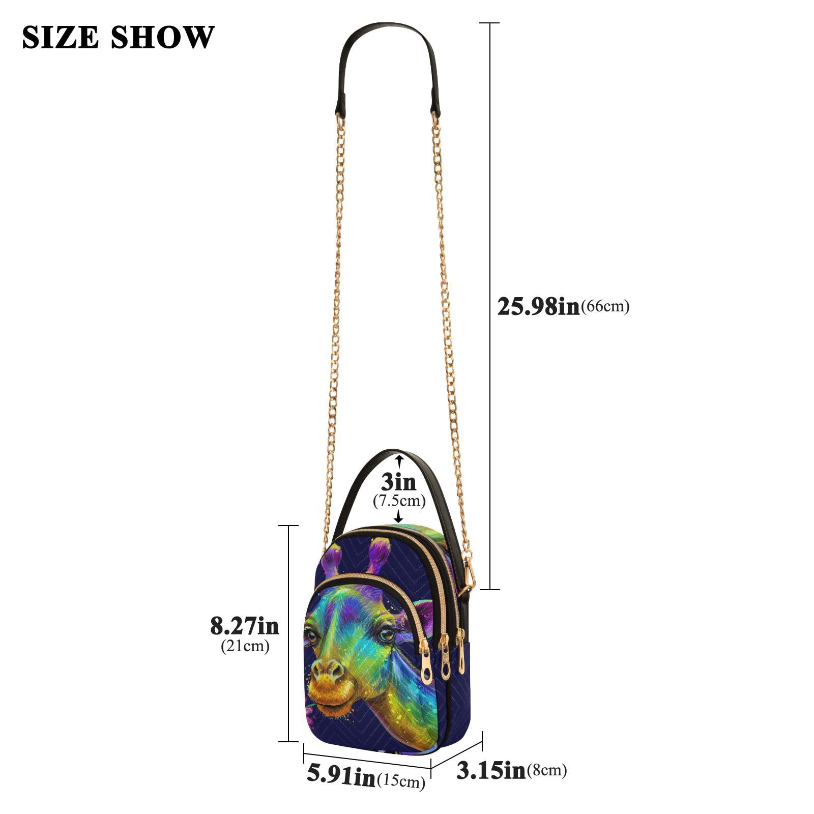 Stylish Mnsruu Women's Crossbody Bag - PU Leather Giraffe Rainbow Flower Design, Adjustable Strap & Multi-Pocket Small Shoulder Purse | Perfect for Travel, Shopping & Daily Use