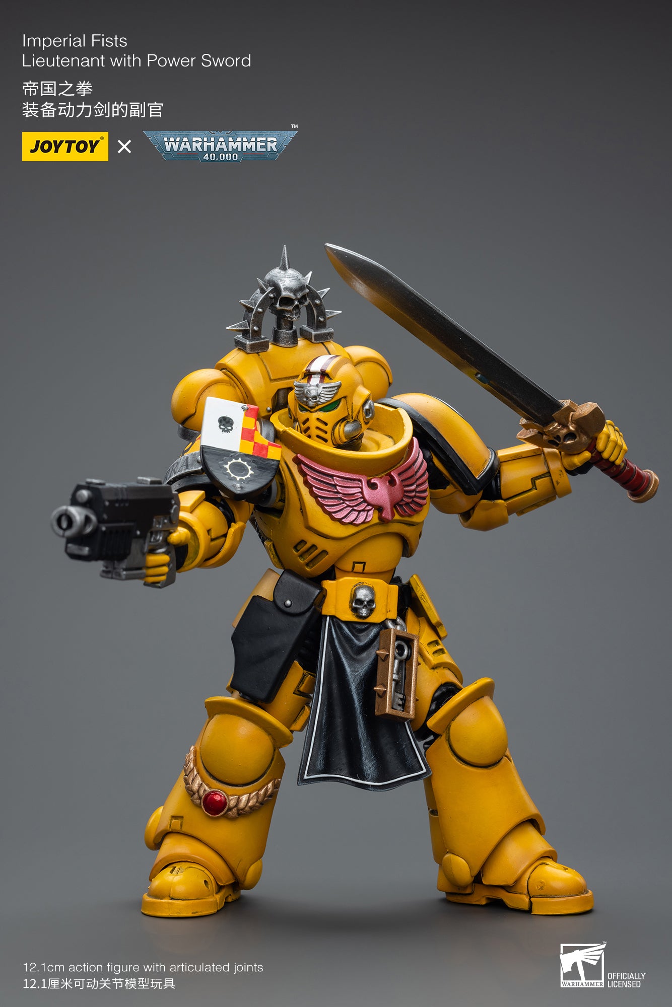 1/18 JOYTOY Warhammer 40K Imperial Fists Lieutenant Action Figure with Power Sword - Collectible Miniature for Tabletop Gaming & Display