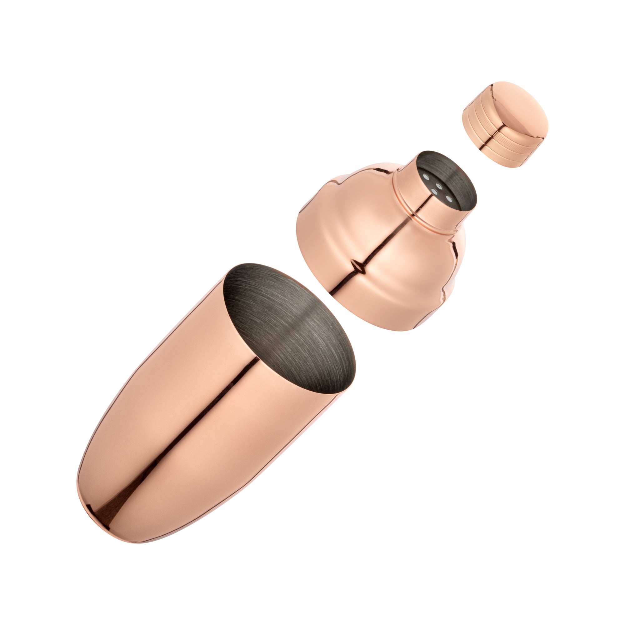 Premium 24 oz Copper Plated Stainless Steel Cocktail Shaker - Bar Lux Cobbler Style (3.25