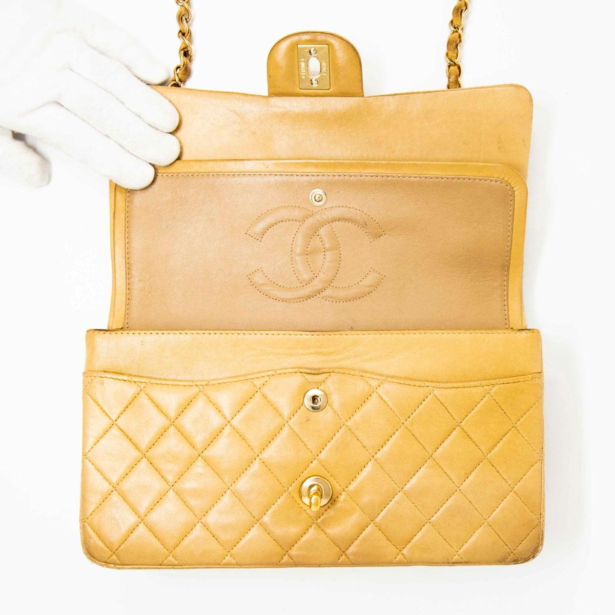 Chanel Beige Medium Vintage Classic Flap Bag - Timeless Luxury Handbag for Women | Perfect for Evening Events, Date Nights & Special Occasions