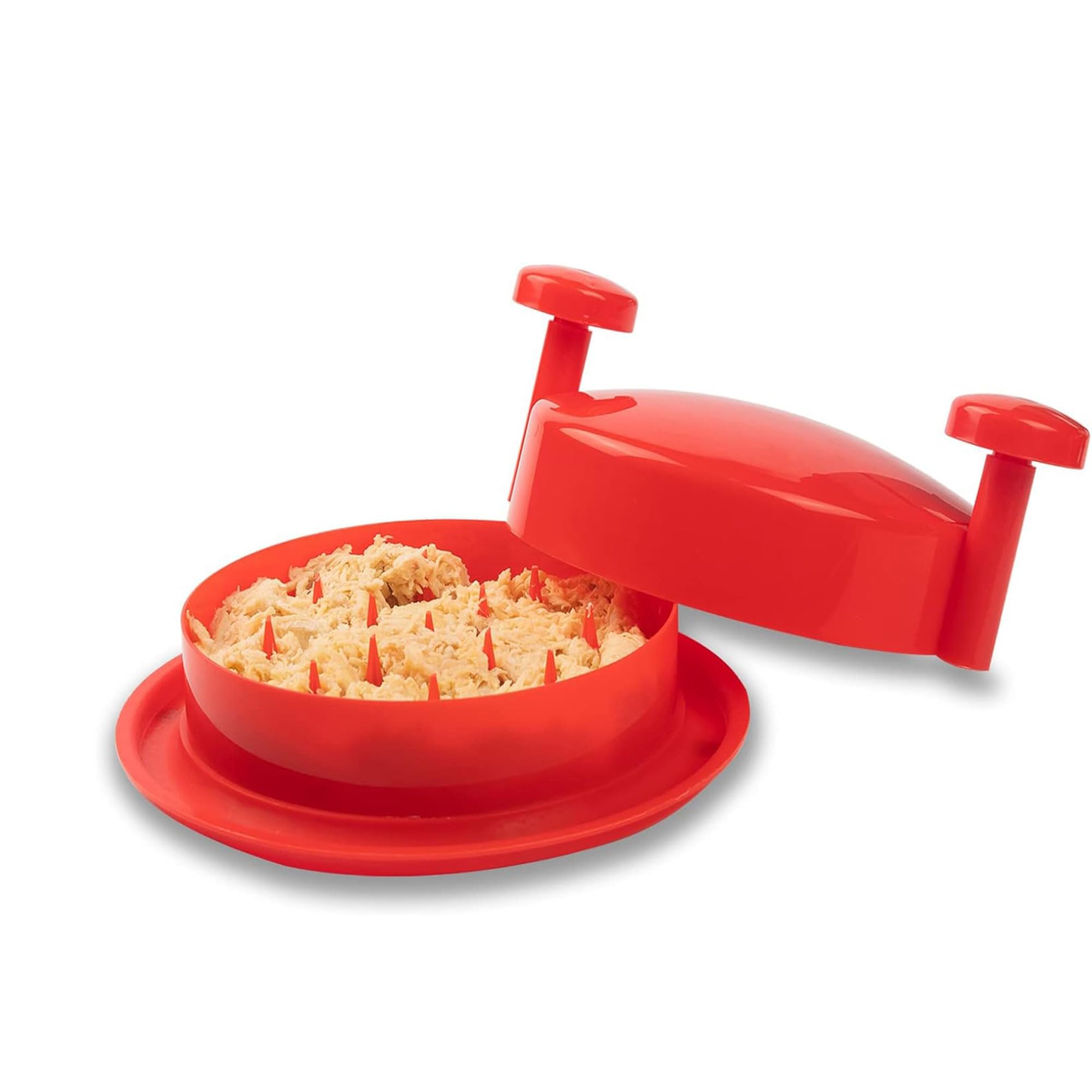 PINKJOY Chicken Shredder Tool - Ergonomic Meat Shredder with Non-Slip Handle for Pulled Pork, Chicken, Beef - Easy to Clean & Twist - Perfect for BBQ, Tacos, Sandwiches & Meal Prep (Red)