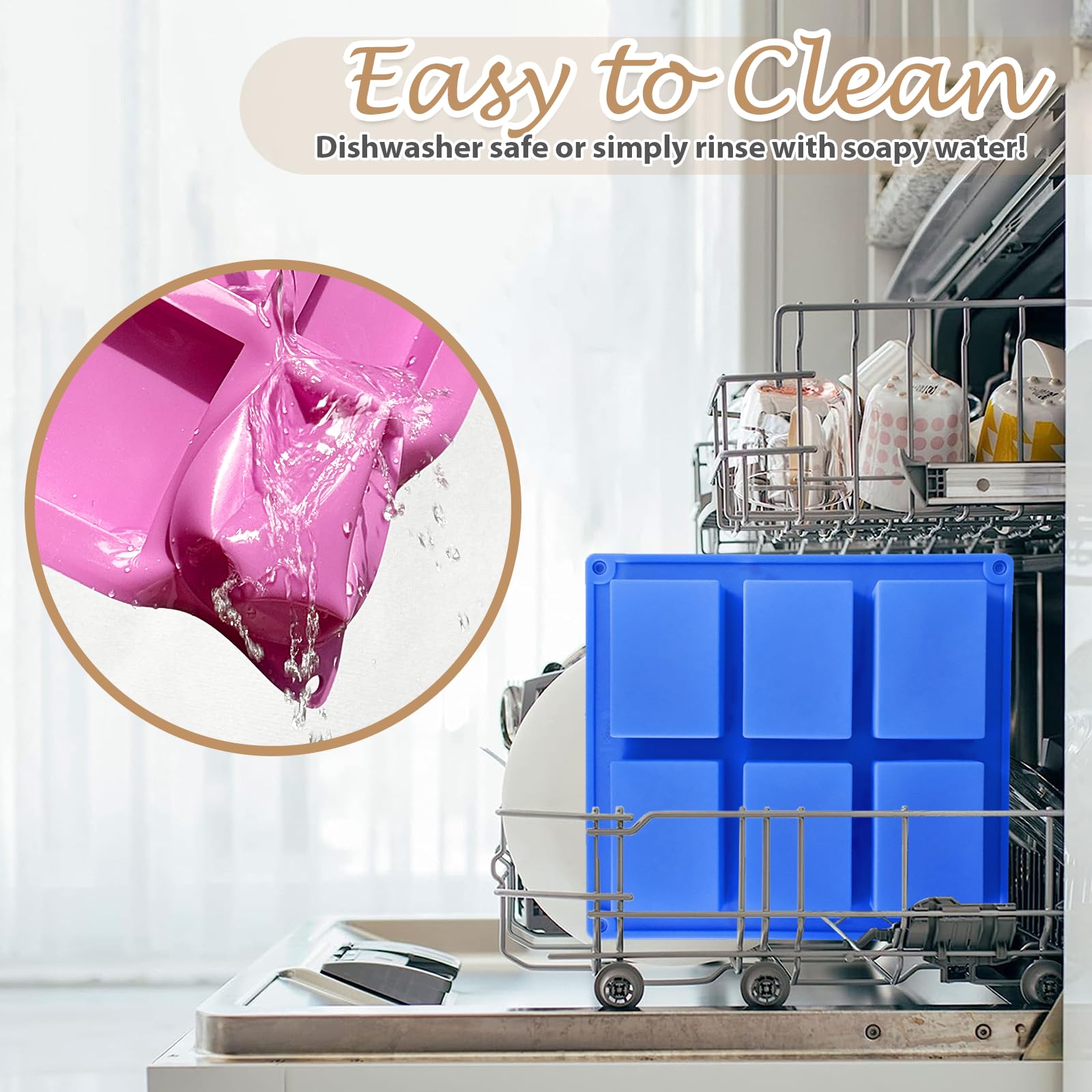 HKNMTT 3-Pack Silicone Soap Molds for DIY Soap Making - Food Grade, Non-Stick, BPA Free Baking Molds for Rice Crispies, Cake, Chocolate Bars, Desserts & Ice Cubes - Perfect for Homemade Treats and Gift Making