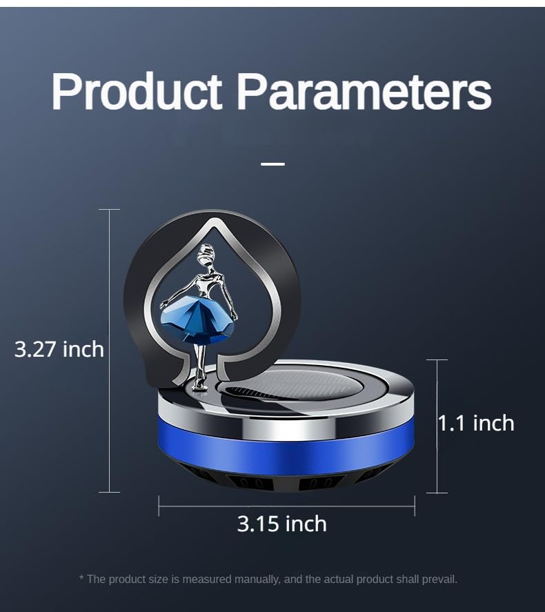 BNTR Solar Powered Rotating Car Air Freshener - Elegant Ballet Dancer Aromatherapy Diffuser for Car, Office & Home Decor - Blue Scented Perfume Ornament - Perfect Stocking Stuffer & Gift Idea for Car Lovers (Use in Vehicles, Desks or as Home Fragrance Decor)