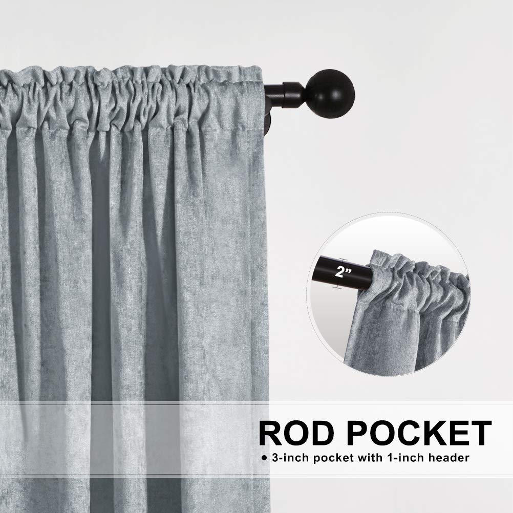 Premium Double-Sided Chenille Window Curtains - Silver Grey Luxury Drapes for Living Room & Bedroom (52x96 Inches, Rod Pocket, 2 Panels) - Perfect for Home Decor, Light Control & Privacy