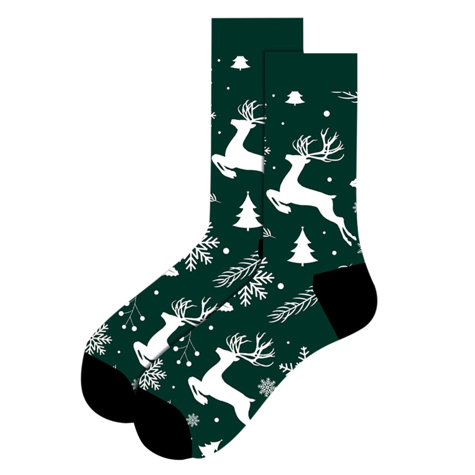 Men's Winter Cotton Santa Claus Snowflake Tube Socks - Warm & Cozy Christmas Holiday Socks for Cold Weather - Perfect for Gifts, Parties & Indoor/Outdoor Winter Activities