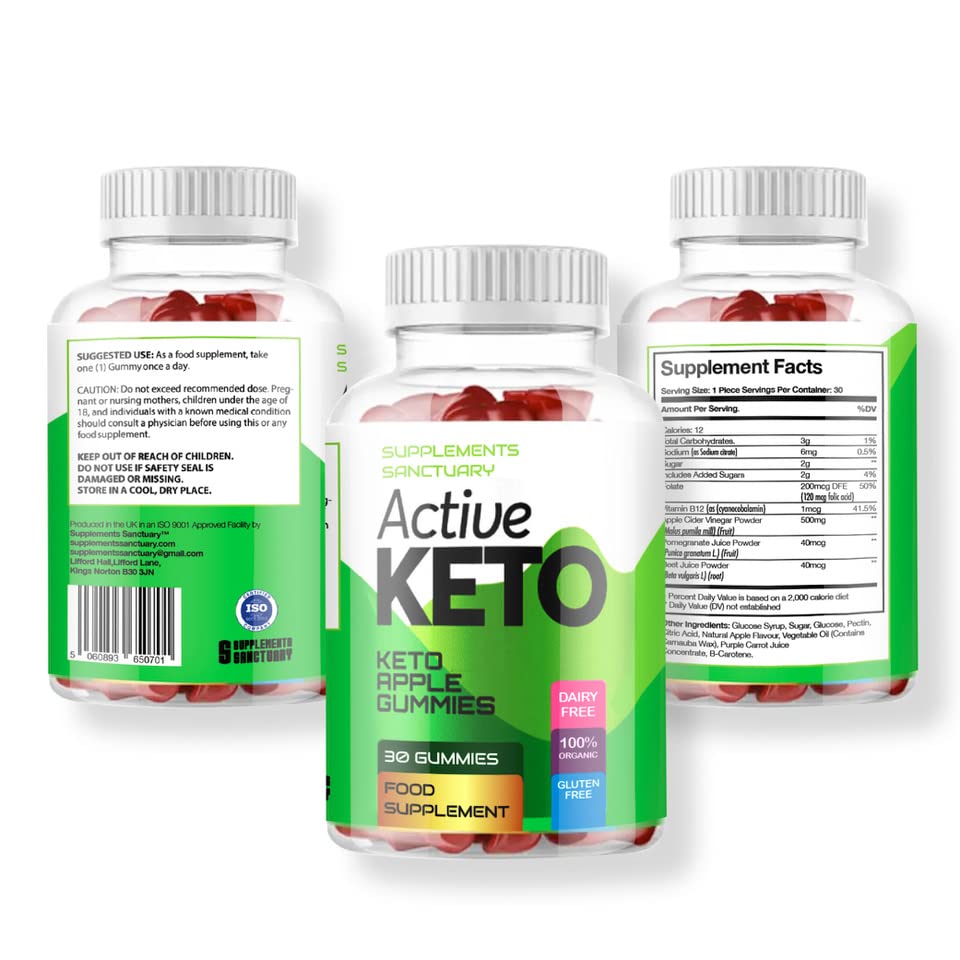 Supplements Sanctuary Active Keto Gummies - Apple Flavored Ketogenic ACV Gummies (30 Count) | Supports Weight Loss & Energy Boost | Perfect for Keto Diet & On-the-Go Snacking