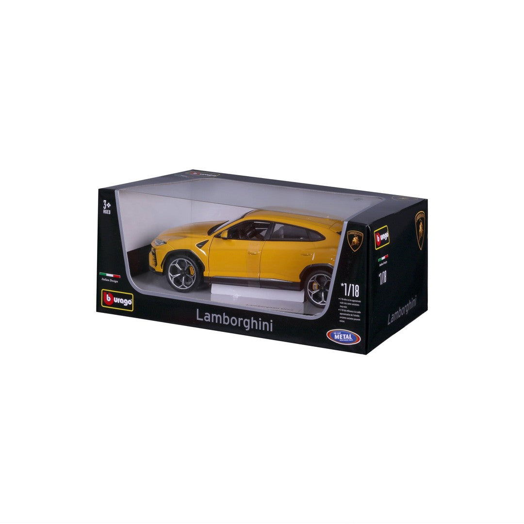 1:18 Scale 2018 Lamborghini Urus SUV Diecast Model Car - Metallic Yellow by Bburago | Collectible Toy for Display, Gift, or Car Enthusiasts