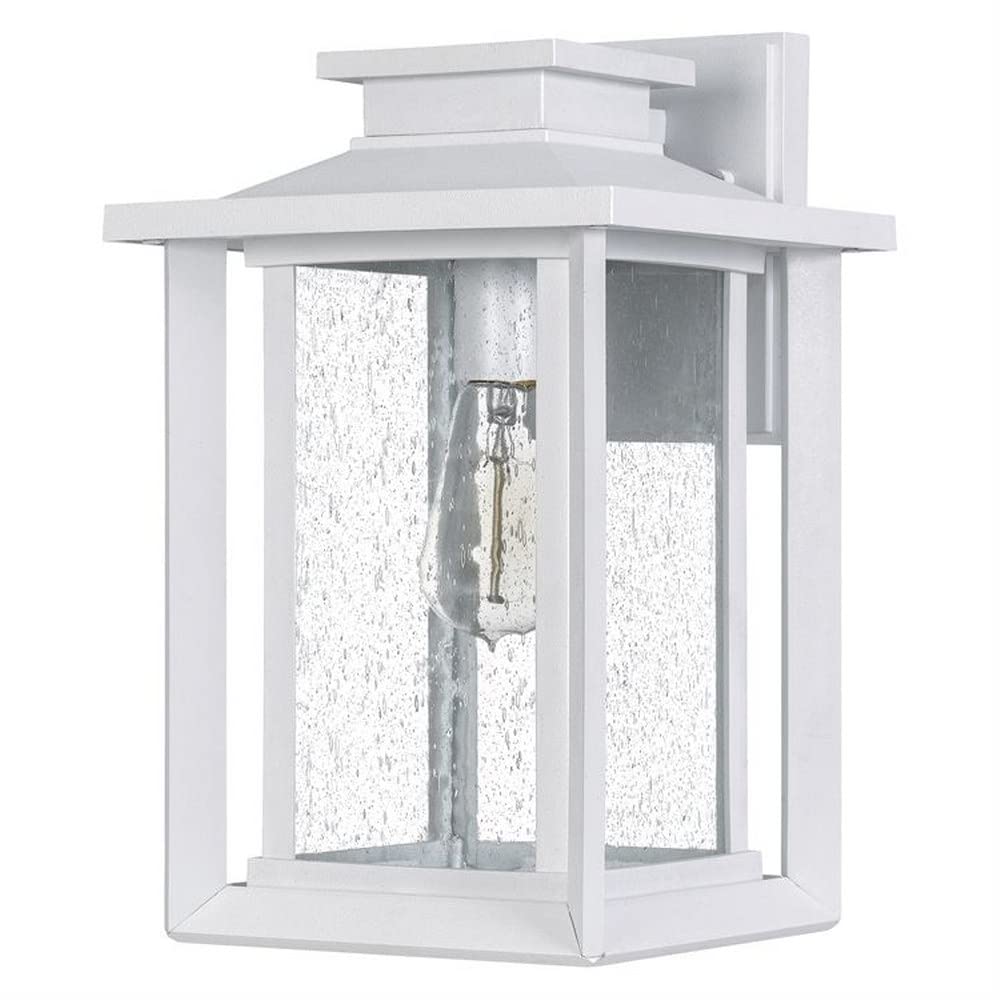 14 Inch Outdoor Wall Lantern - Transitional Coastal Style, Wet Location Approved, White Lustre Finish - Perfect for Porch, Patio, Garden and Entryway Lighting (Model: 71-Bel-4423721)