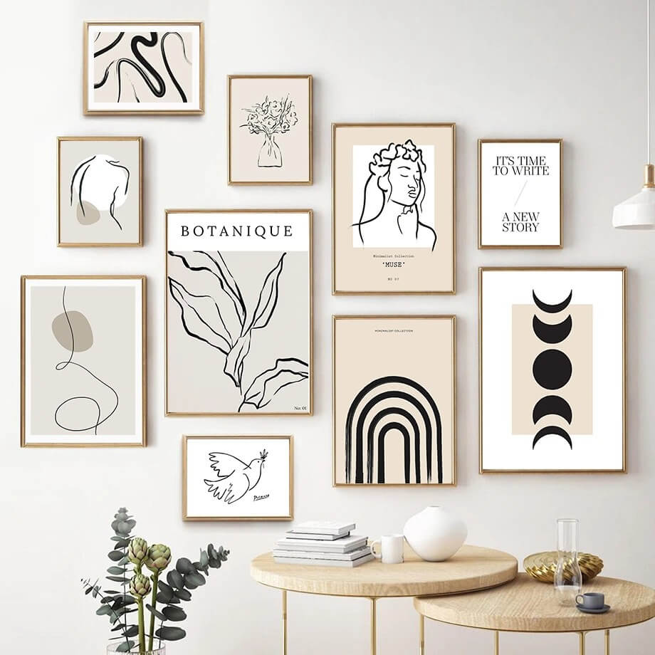 Minimalist Outline Art Canvas Posters - Modern Abstract Wall Decor for Living Room, Bedroom & Office - Perfect for Home & Office Decor