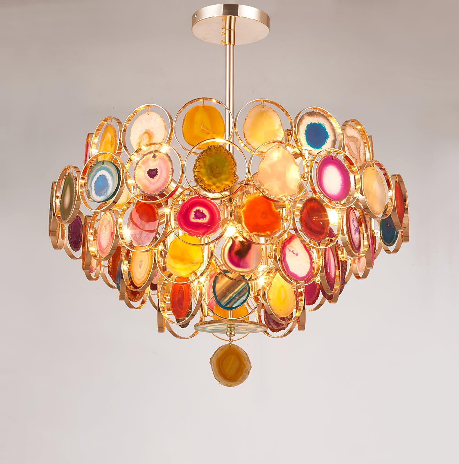 Natural Carnelian Gemstone Chandelier - Handcrafted Bohemian Crystal Beaded Ceiling Light Fixture for Living Room, Dining Room & Bedroom Decor
