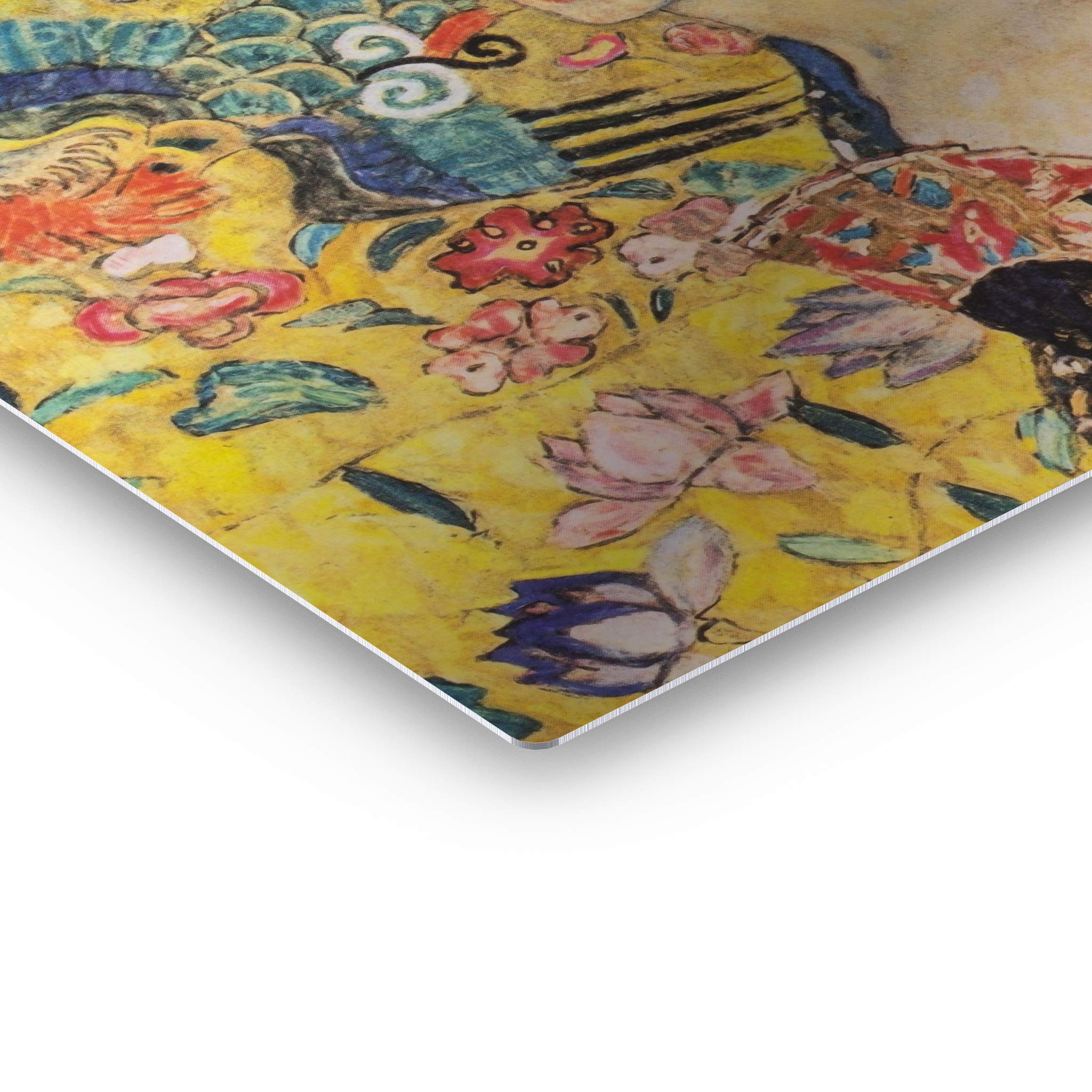Gustav Klimt Lady with Fan Metal Print Wall Art - Famous Oil Painting Reproduction - Modern Home Decor - Ready to Hang 16x24 - Made in USA - Perfect for Living Room, Bedroom & Office Decor