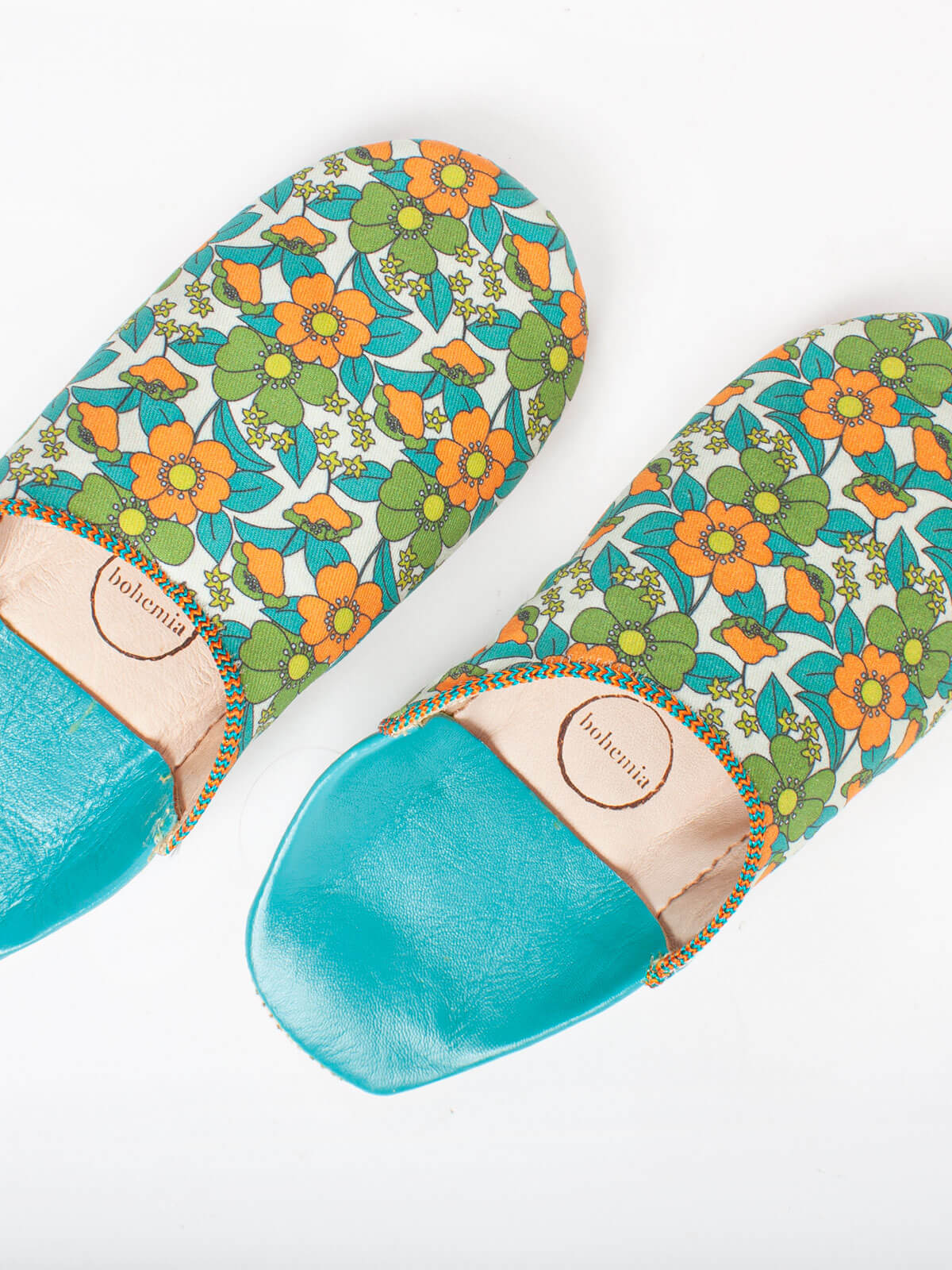 Margot Floral Babouche Slippers for Women - Soft Aqua Blue House Shoes with Non-Slip Sole | Perfect for Indoor Comfort, Lounge Wear & Spa Days