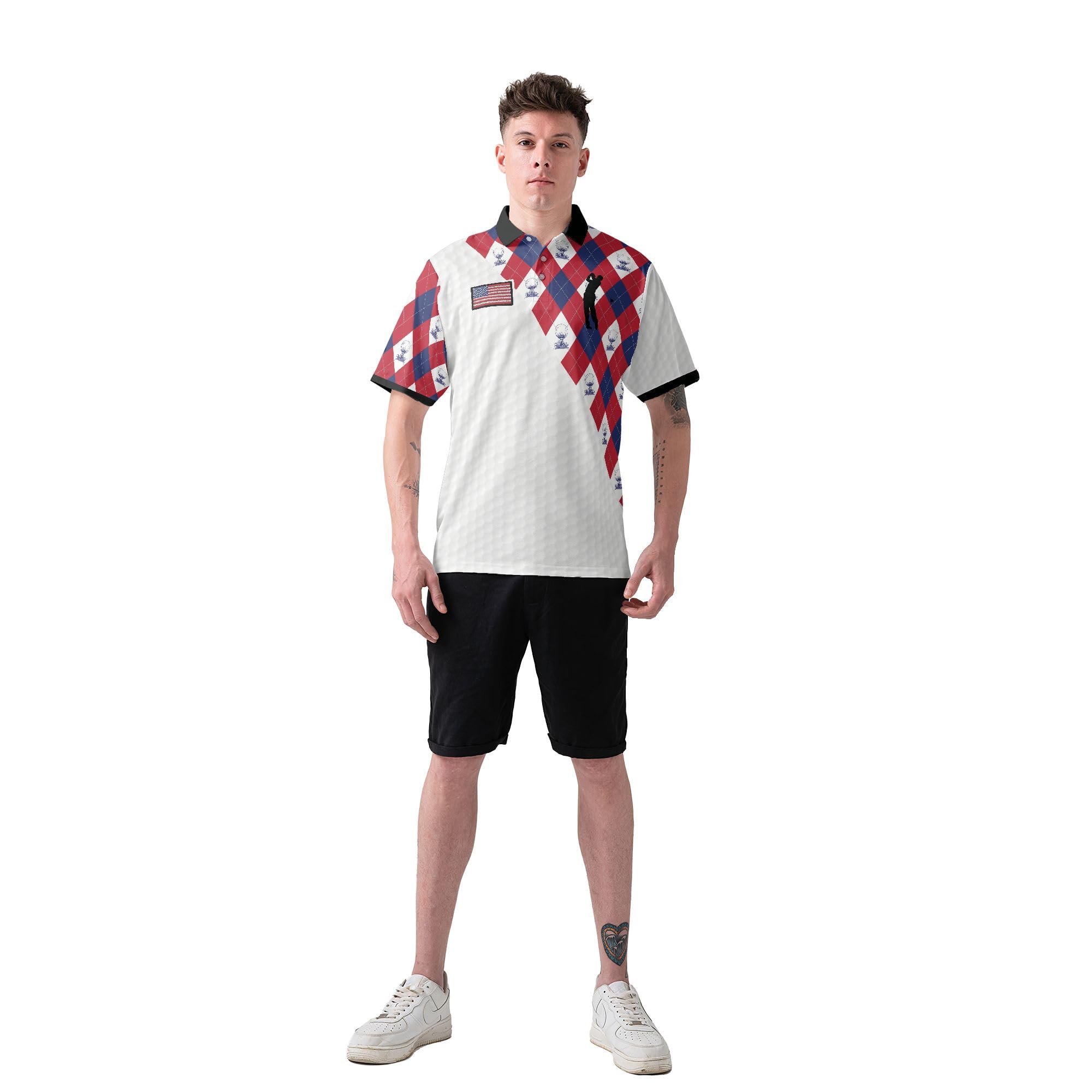 HYPERFAVOR Patriotic Golf Shirts for Men - American Flag Polo Shirts, Short Sleeve Performance Golf Shirt for Men - Perfect for Golf Tournaments, 4th of July Celebrations & Patriotic Events
