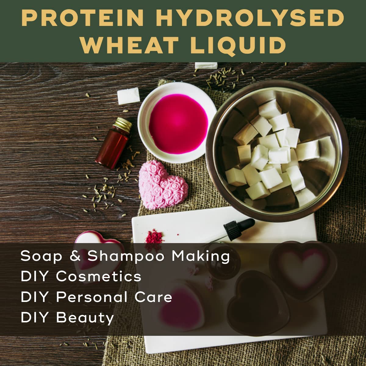 Hydrolyzed Wheat Protein Liquid 50g - Natural Ingredient for Soap Making, Shampoo, Cosmetics, Serum & Beauty Formulations - DIY Moisturizer & Lotion for Face, Hair, Skin & Body Care - Perfect for Homemade Skincare & Hair Treatments