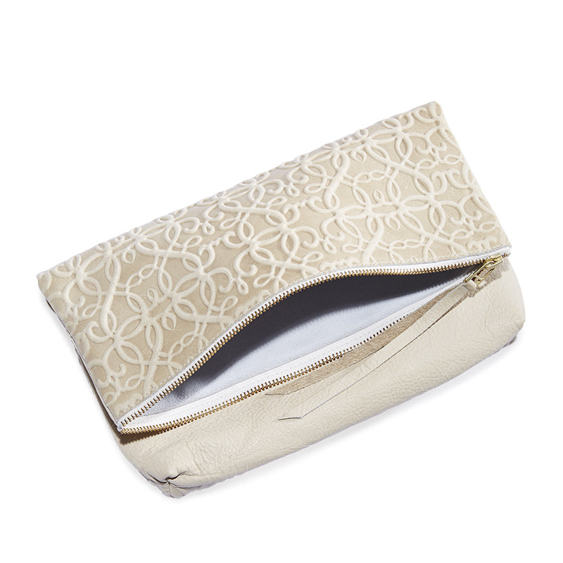 Premium Gabriel Leather Fold Over Clutch in Shoreline Tan - Elegant Women's Crossbody Bag for Evening Parties & Date Nights