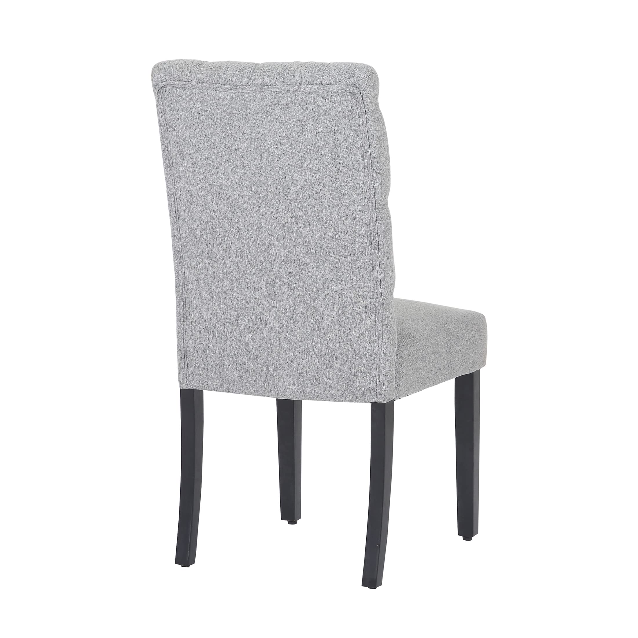 WestinTrends Hayes Tufted Dining Chairs - Linen Upholstered Kitchen & Dining Table Chairs with Solid Wood Legs in Gray | Perfect for Modern Farmhouse, Restaurant Style & Home Decor