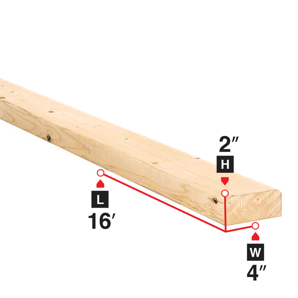 2 in. x 4 in. x 16 ft. Premium Spruce Pine Lumber - Ideal for DIY Projects, Home Construction, and Woodworking Crafts