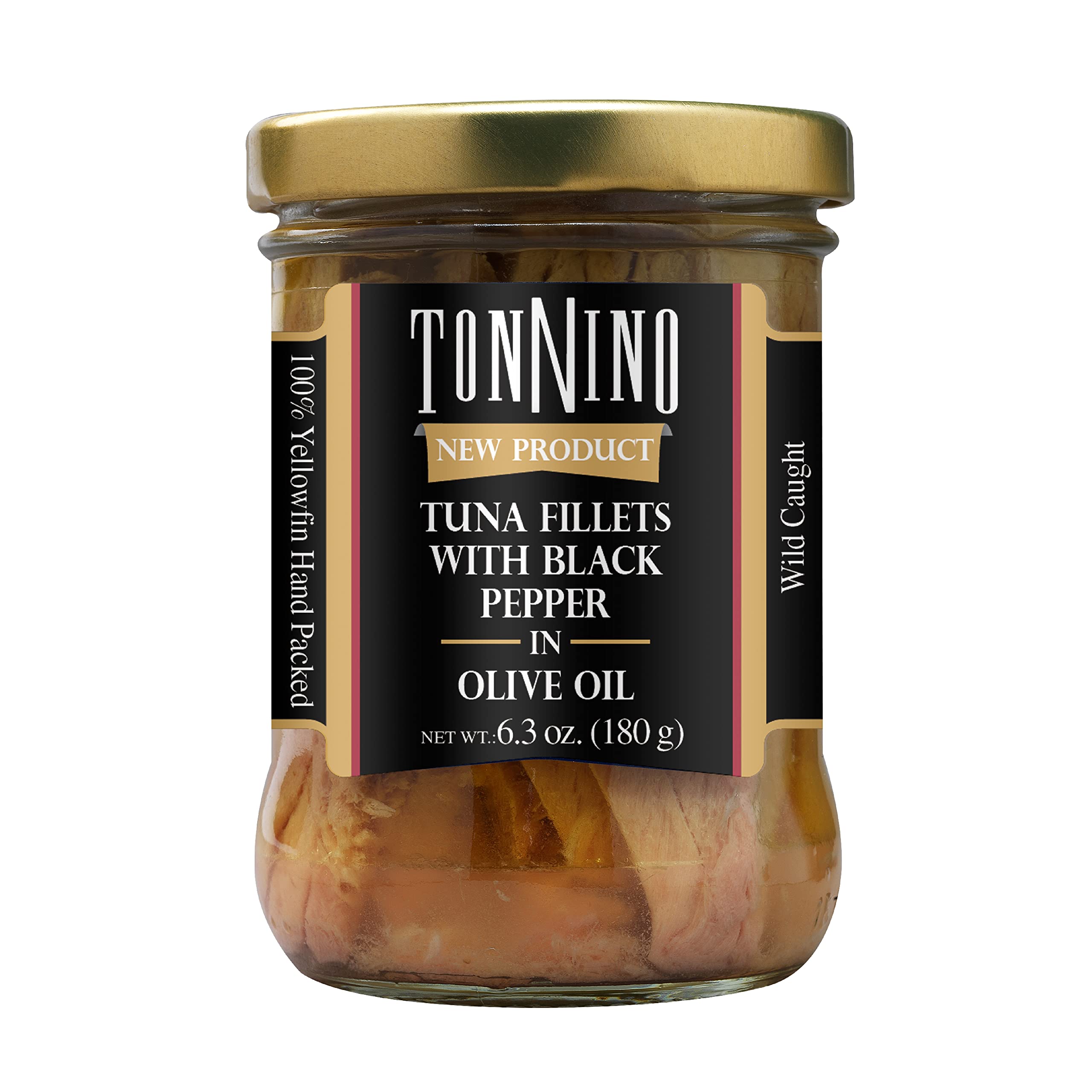 Premium Tonnino Yellowfin Tuna Fillets in Olive Oil & Black Pepper - Pack of 6 | Gourmet Canned Tuna for Salads, Sandwiches & Healthy Meals