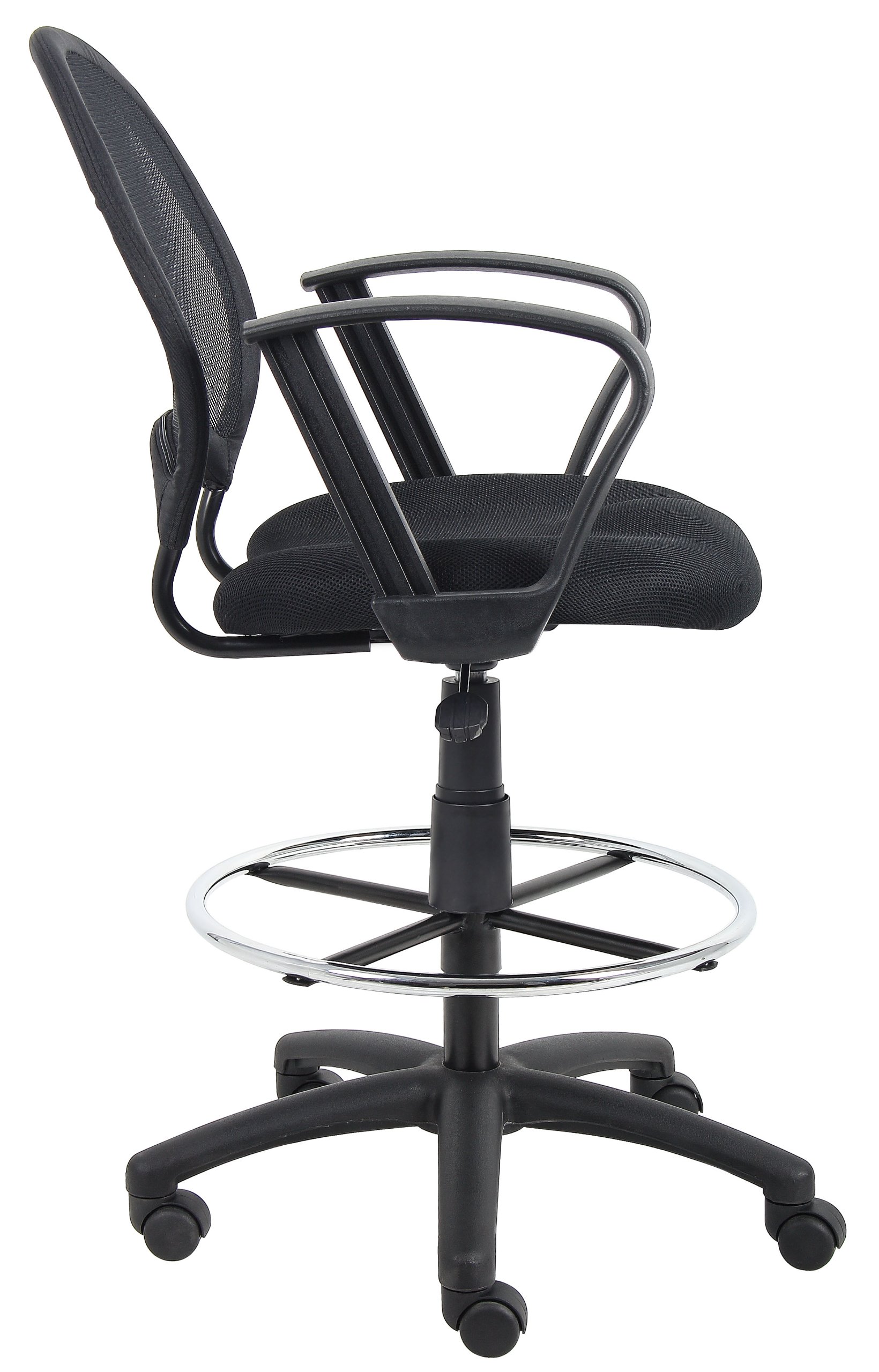 Black Mesh Drafting Stool with Loop Arms - Ergonomic Adjustable Office Chair for Architects, Artists & Designers - Perfect for Drafting Tables, Art Studios & Home Offices