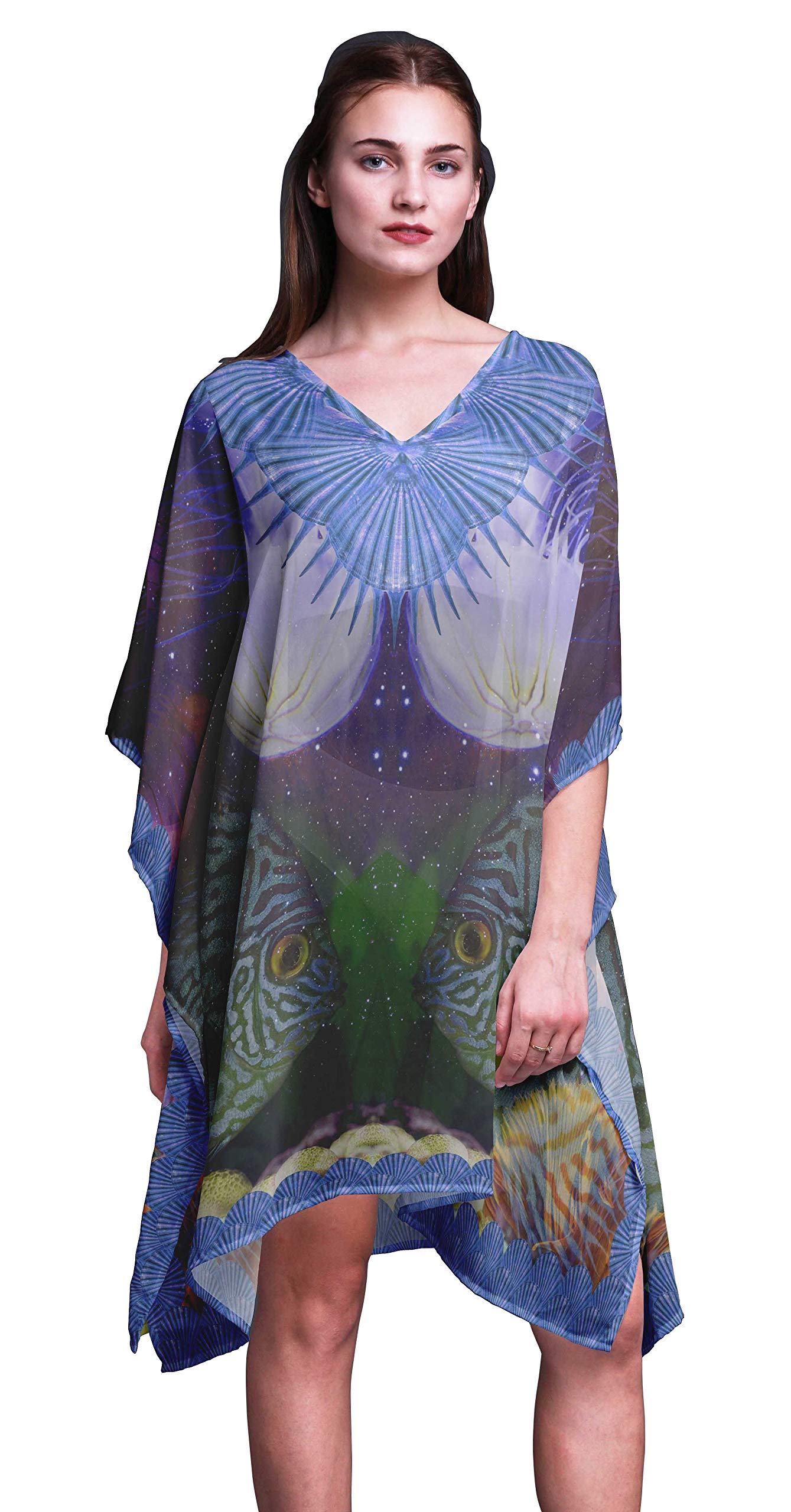 Women's Beach Kaftan Cover Up - Flowy Midi Dress & Bikini Short Caftan for Summer Vacation, Pool Party, and Resort Wear