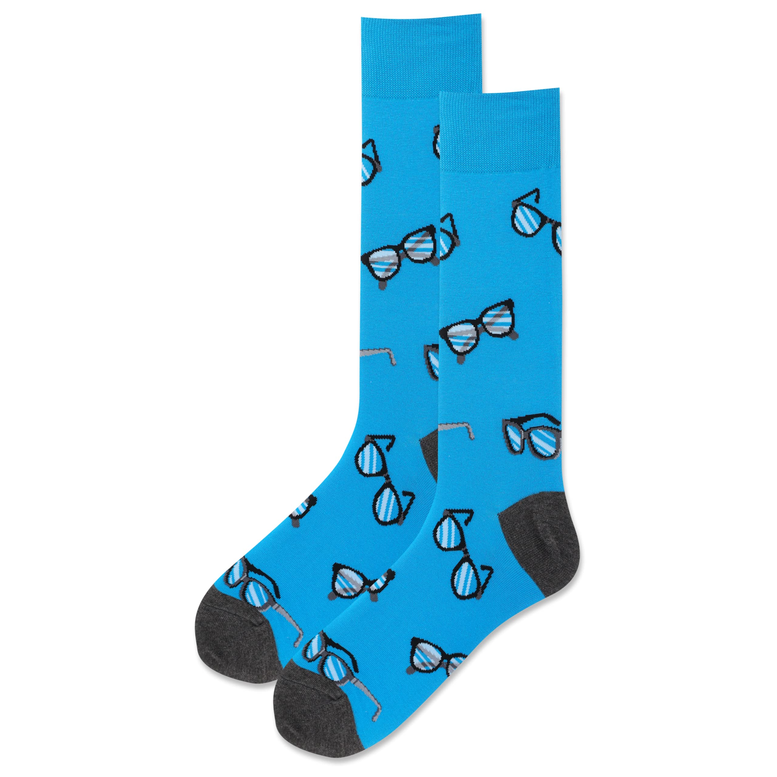 Hot Sox Men's Glasses Pattern Crew Socks - Comfortable & Stylish for Everyday Wear, Office, and Casual Outfits