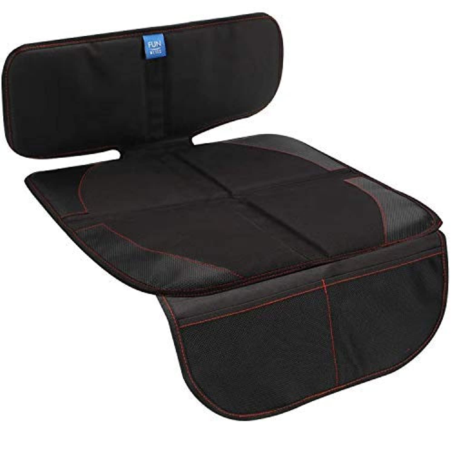 FunBliss Premium Car Seat Protector for Child Safety Seats - Thickest Padding Auto Seat Cover Mat to Protect Leather & Fabric Upholstery, PVC Leather Reinforced Corners - Perfect for Baby Car Seats, Strollers & Travel Accessories