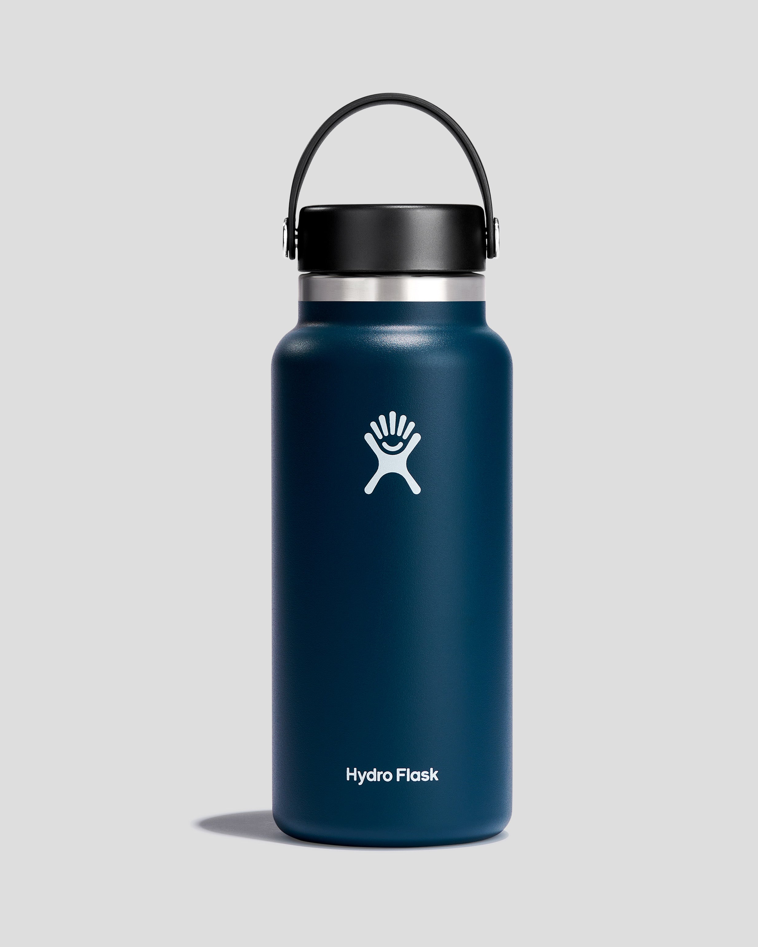 Hydro Flask Wide Mouth Water Bottle with Flex Cap - 32 oz (946 ml) - Insulated Stainless Steel Vacuum Flask - Keeps Drinks Cold for 24 Hours & Hot for 12 Hours - Perfect for Hiking, Camping, Gym & Outdoor Activities - Indigo Blue