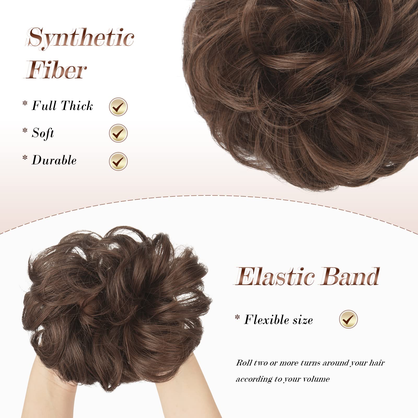 Large Curly Hair Bun Scrunchie Extension - Perfect for Ponytails, Updos & Everyday Hairstyles