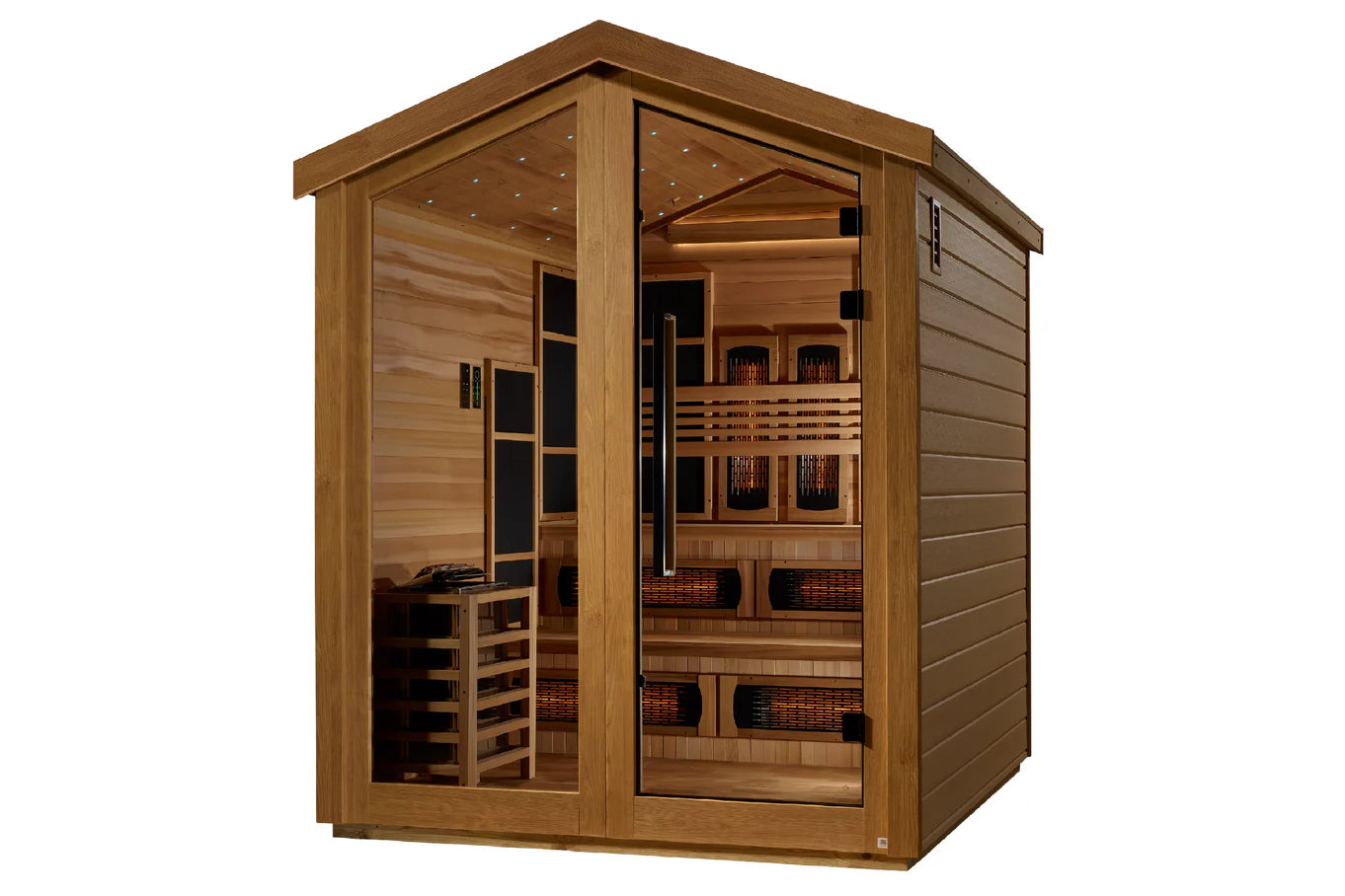 Golden Designs Kaskinen 6-Person Hybrid Full Spectrum Infrared Outdoor Sauna for Relaxation & Detox - Perfect for Backyard, Patio or Garden Use
