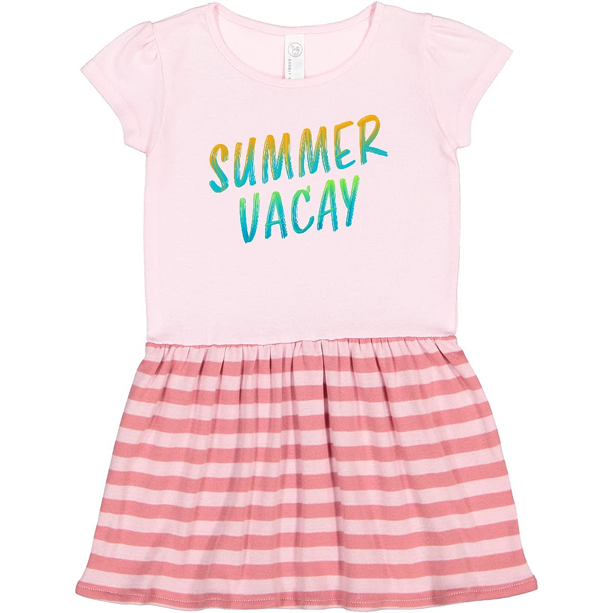 Inktastic Summer Vacation Toddler Dress - Orange and Blue Casual Outfit for Girls, Beach, Travel & Playtime