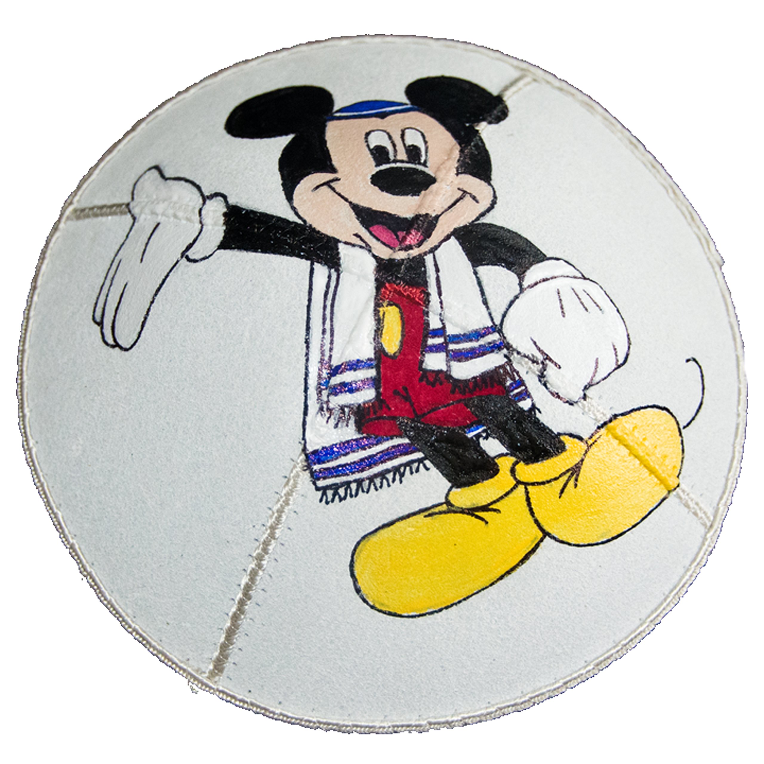 Hand-Painted Jewish Kippah (Yarmulke) with Mouse Design - Perfect for Synagogue, Bar Mitzvah & Jewish Holiday Celebrations