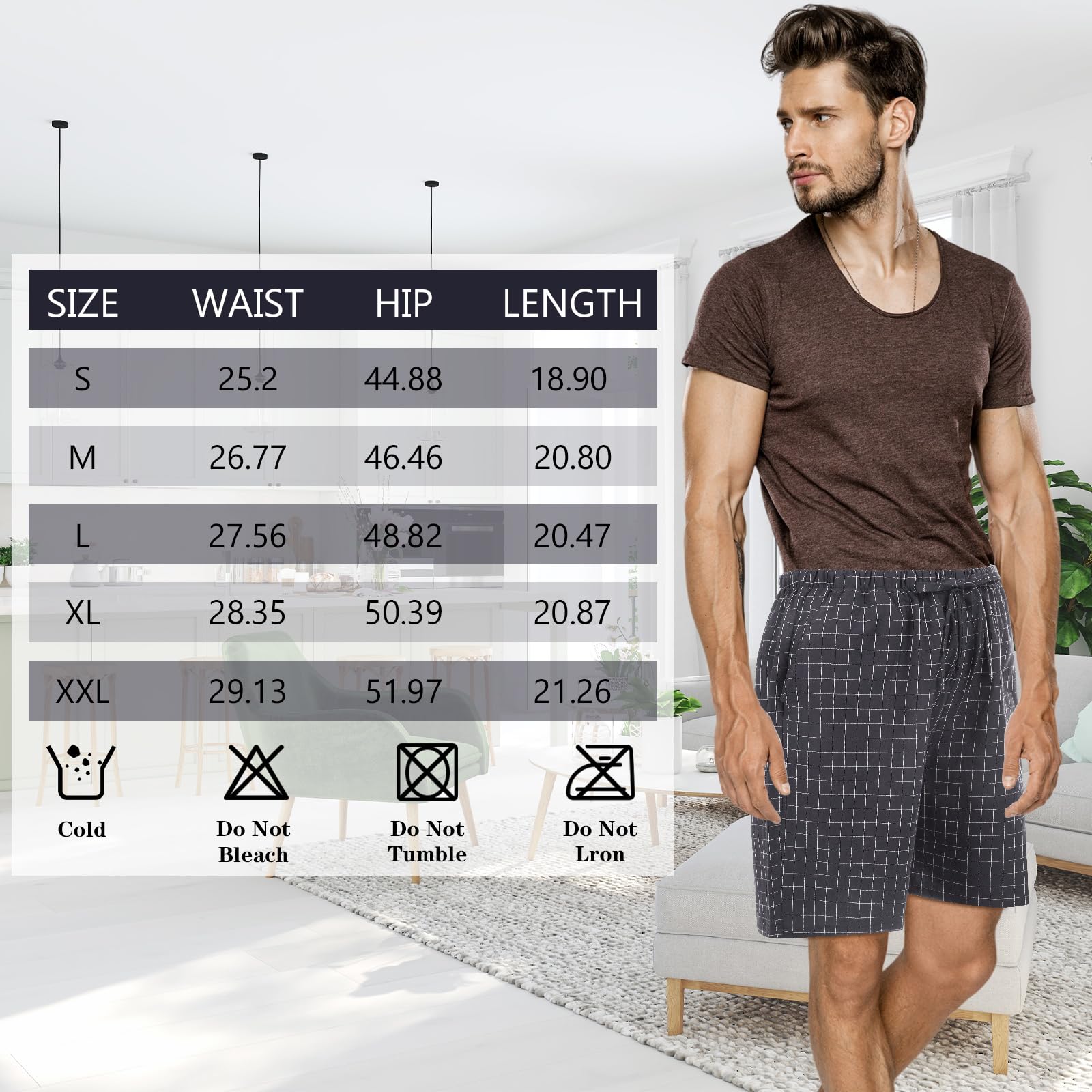3 Pack Men's Cotton Pajama Shorts - Soft Woven Sleepwear with Drawstring & Pockets - Perfect for Lounging, Sleeping & Summer Comfort