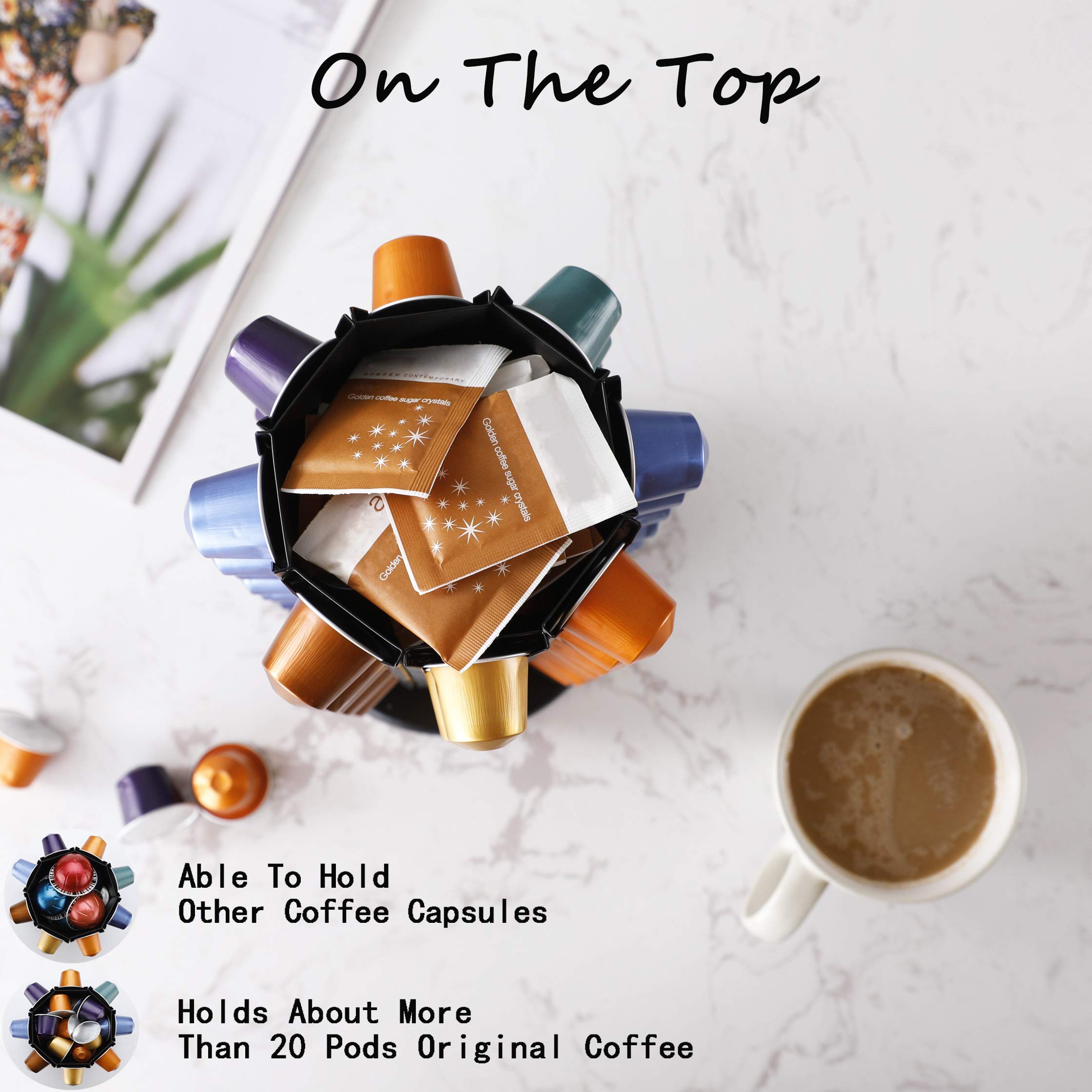 Original Nespresso Pod Holder with Carousel - Holds 80+ Coffee Capsules | Compact Espresso Pod Storage Organizer for Kitchen Countertop & Office Use
