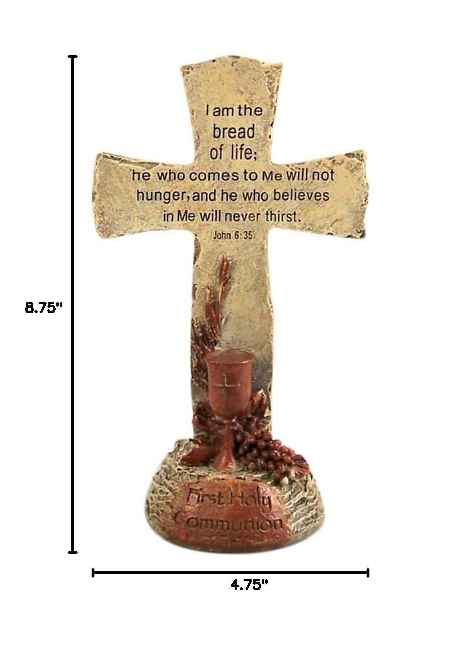 Bread of Life First Communion Standing Cross - Religious Christian Ceremony Cross for Church, Home Altar & Baptism Gifts
