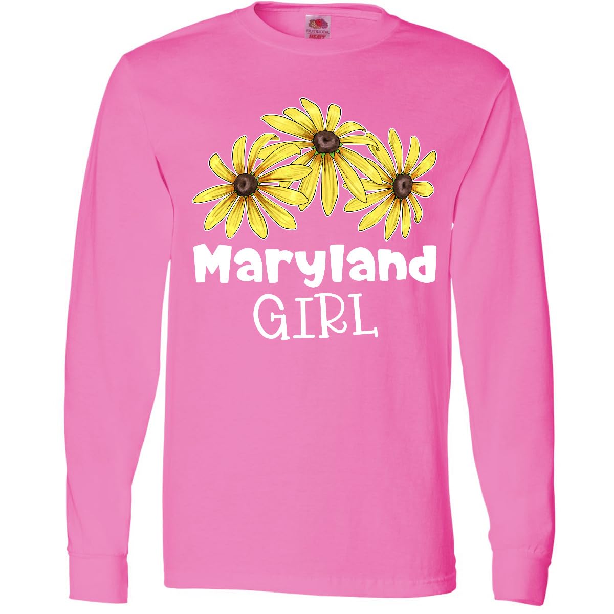 Inktastic Maryland Girl Black Eyed Susans Flowers Women's Long Sleeve T-Shirt | Comfortable Casual Wear for Everyday & Outdoor Activities