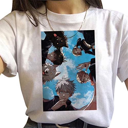 Jujutsu Kaisen Anime T-Shirt for Women - Satoru Gojo, Yuji Itadori & Megumi Fushiguro Graphic Tee | Summer Casual Cotton Shirt | Perfect for Cosplay, Anime Conventions & Streetwear Fashion