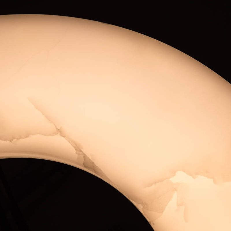 Elegant Round Alabaster Plate Chandelier - Modern Ceiling Light Fixture for Dining Room, Living Room & Bedroom Lighting