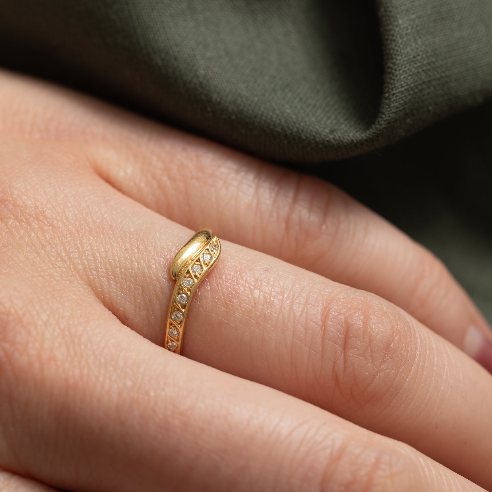 0.08ctw Diamond Row Bypass Ring - Size 6.5 | Elegant Wedding Band, Anniversary Gift for Her | Perfect for Engagements, Proposals & Special Occasions