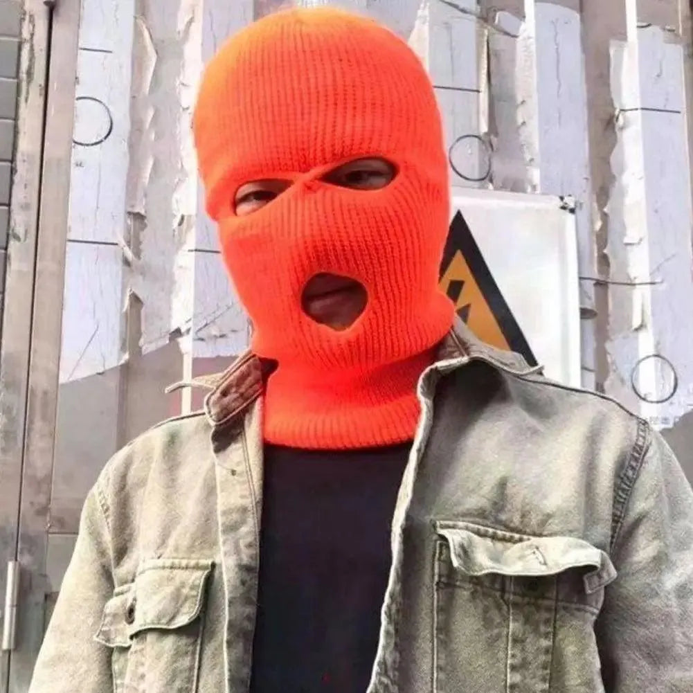 3 Hole Knit Ski Mask Balaclava - Winter Thermal Full Face Cover with Heart Embroidery - Y2K Style Cycling & Skiing Face Mask for Cold Weather Protection - Perfect for Snowboarding, Motorcycling & Outdoor Winter Sports
