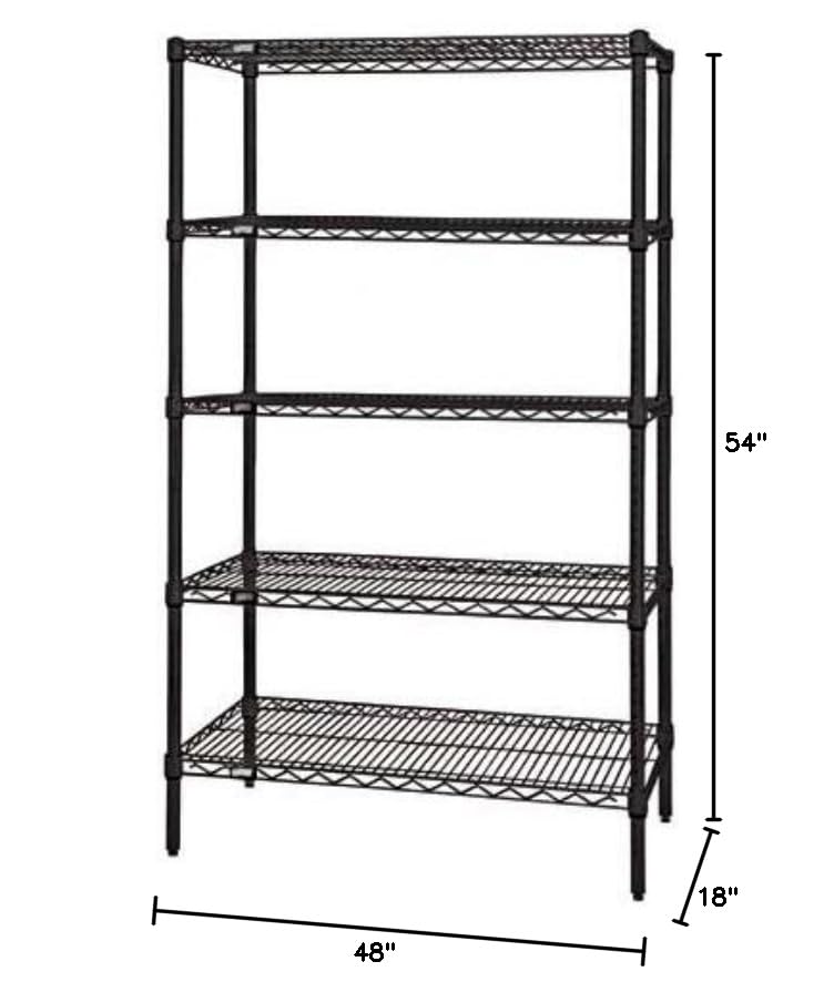 5-Shelf Black Wire Shelving Unit, 18