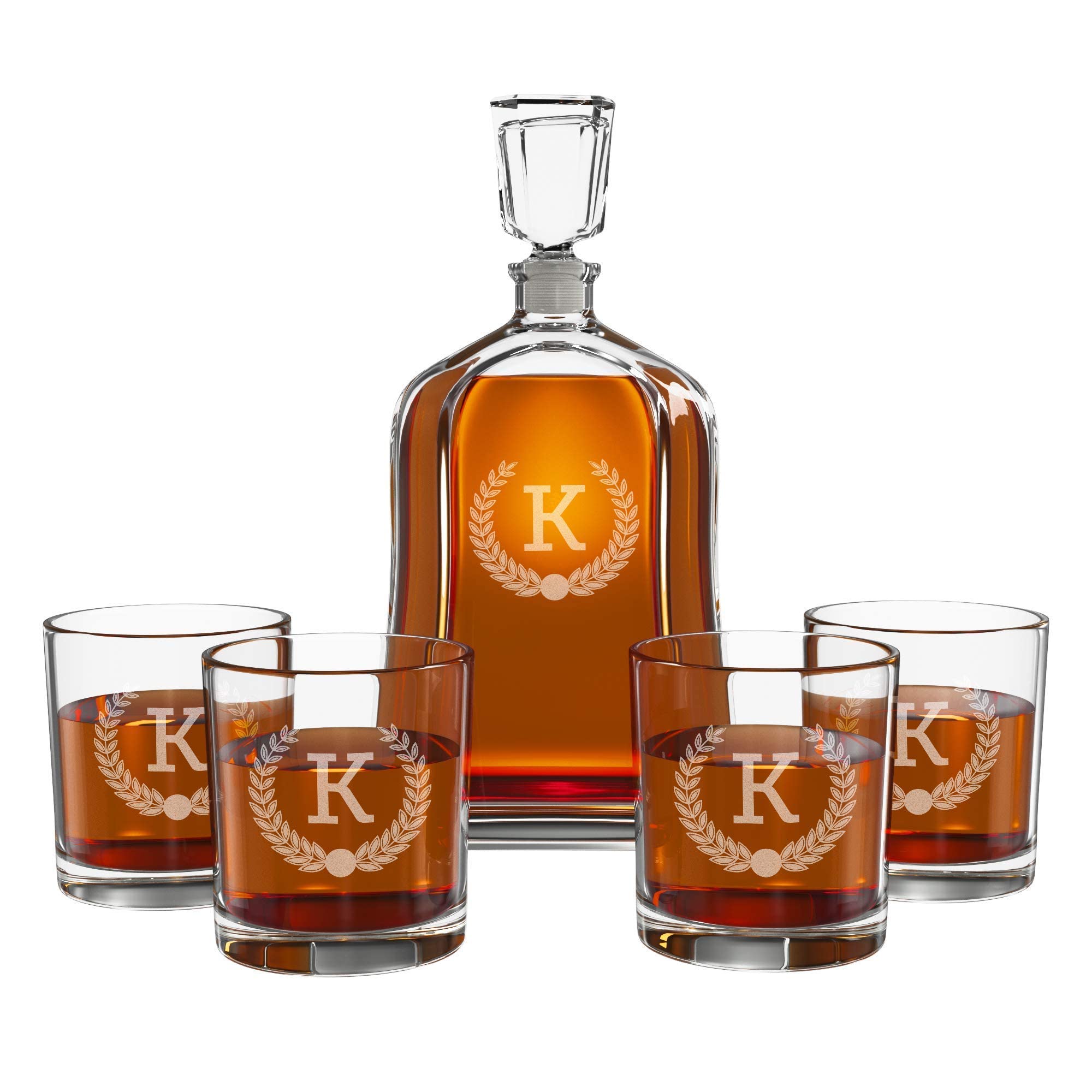 Personalized Whiskey Decanter Set with 2 Scotch Glasses & Whiskey Stones - 9 Engraved Design Options for Men - Premium Gift for Dad, Husband, Boyfriend - Ideal for Christmas, Valentine's Day & Anniversary Gifts - Perfect for Home Bars, Man Caves & Special Occasions - by Froolu