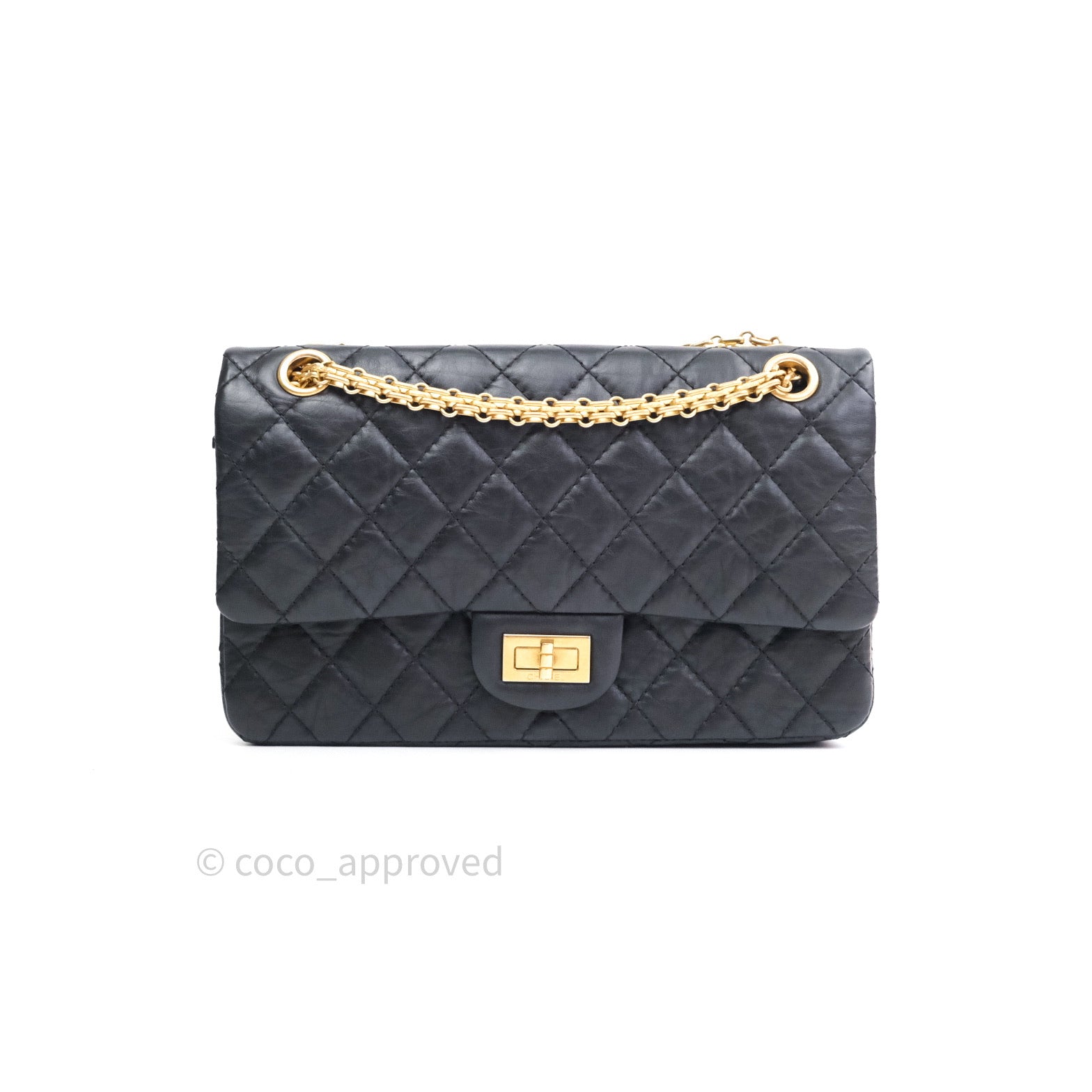 Authentic Chanel 2.55 Reissue 225 Flap Bag - Black Aged Calfskin with Gold Hardware - Luxury Crossbody Purse for Women, Perfect for Date Night & Special Occasions