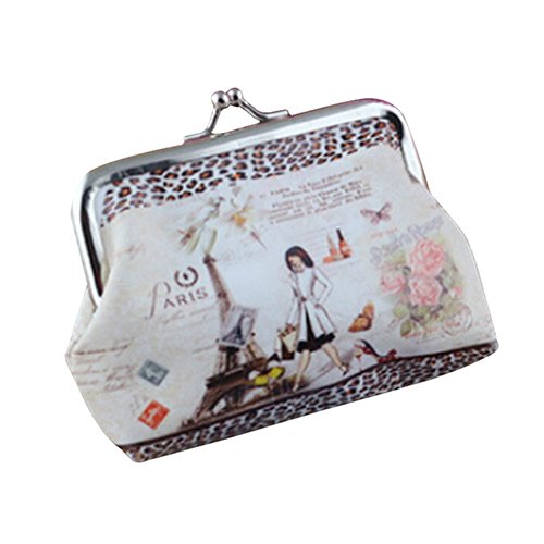 Grey990 Floral Print Coin Purse - Small Clasp Top Wallet Pouch for Women, Mini Kiss Lock Cosmetic Bag - Perfect for Coins, Cash, Jewelry & Travel Essentials