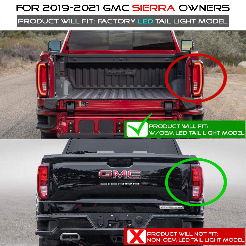 ACANII Black LED Tube Tail Lights Brake Lamps for 2019-2023 GMC Sierra 1500/2500HD/3500HD - Left & Right Pair - Durable & Bright Replacement for Enhanced Night Driving Safety