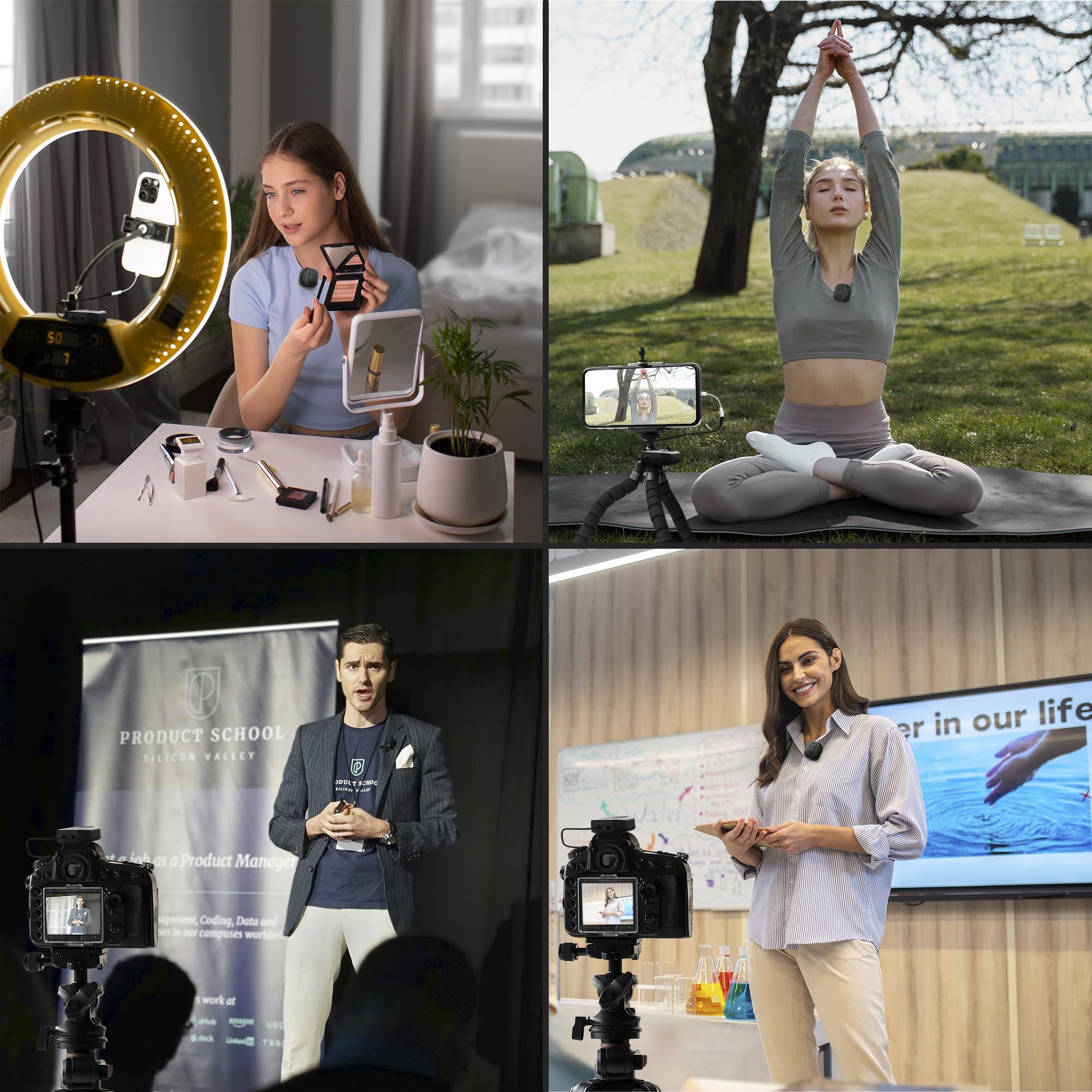 Wireless Dual Lavalier Microphone Set for Vlogging, Streaming, Podcasting - Compatible with iPhone, Android, DSLR & Laptop - Perfect for YouTube Creators, TikTok Videos & Online Teaching