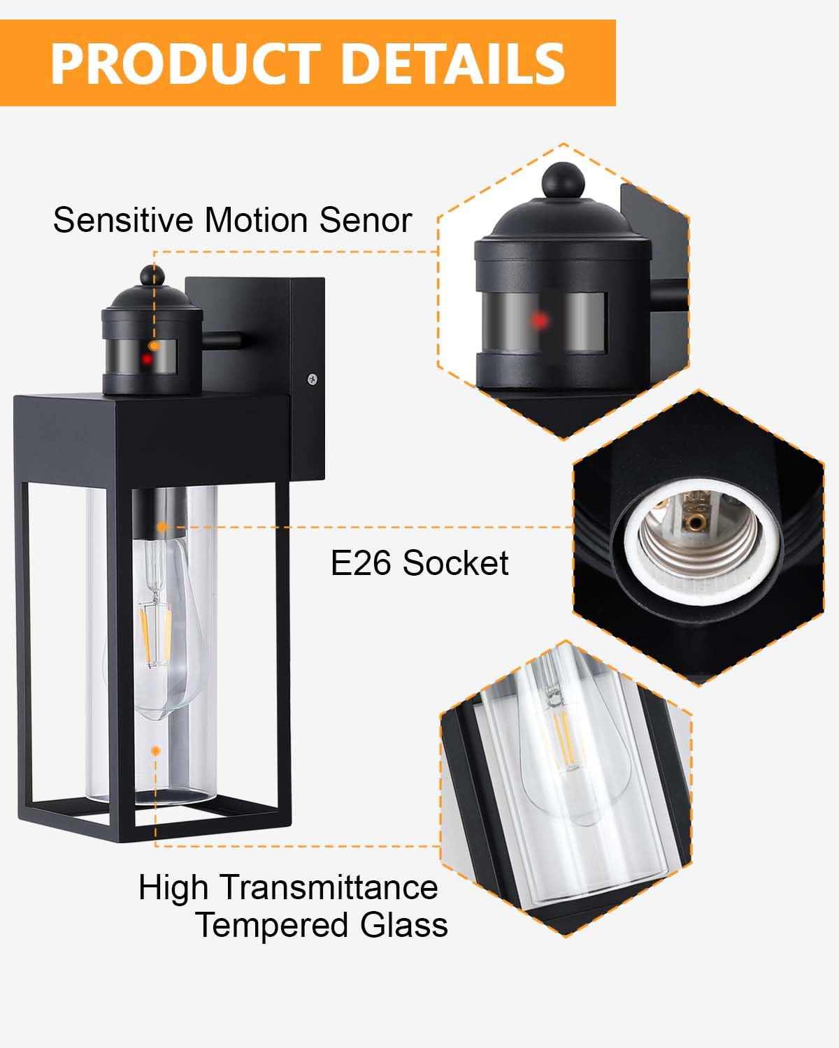 2-Pack Smart Motion Sensor Outdoor Lights - Dusk to Dawn LED Wall Sconce with 3 Lighting Modes, Waterproof Exterior Lighting for Garage, Patio, Garden & Porch | Perfect for Home Security & Pathway Illumination