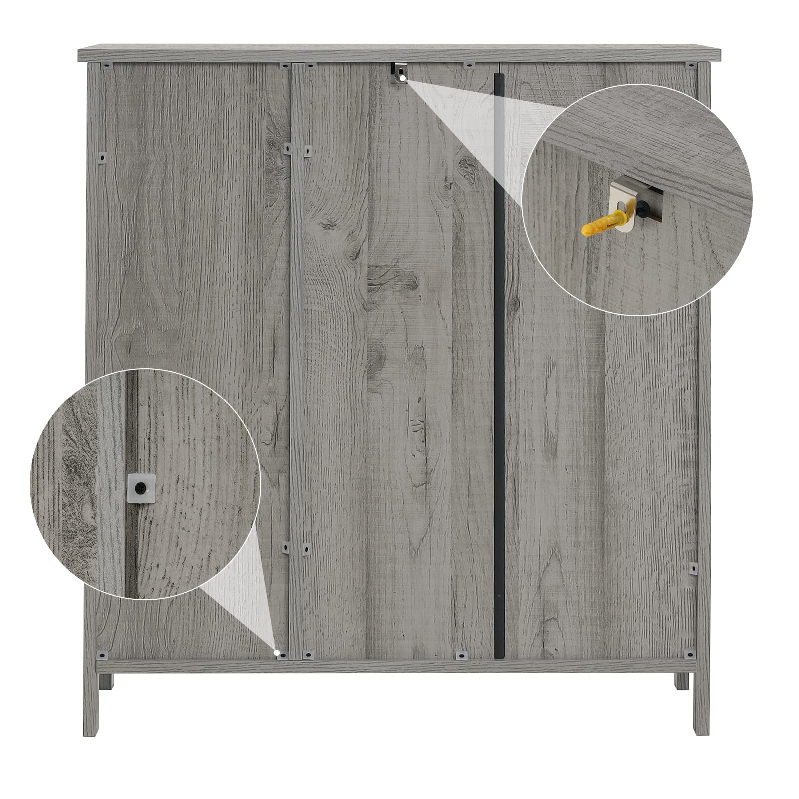 WEENFON Storage Cabinet with Drawers - Bathroom Organizer, Coffee Bar Cabinet with Doors & Shelves - Freestanding Cupboard for Living Room, Bedroom, Kitchen - Grey - Perfect for Home Organization & Small Space Storage