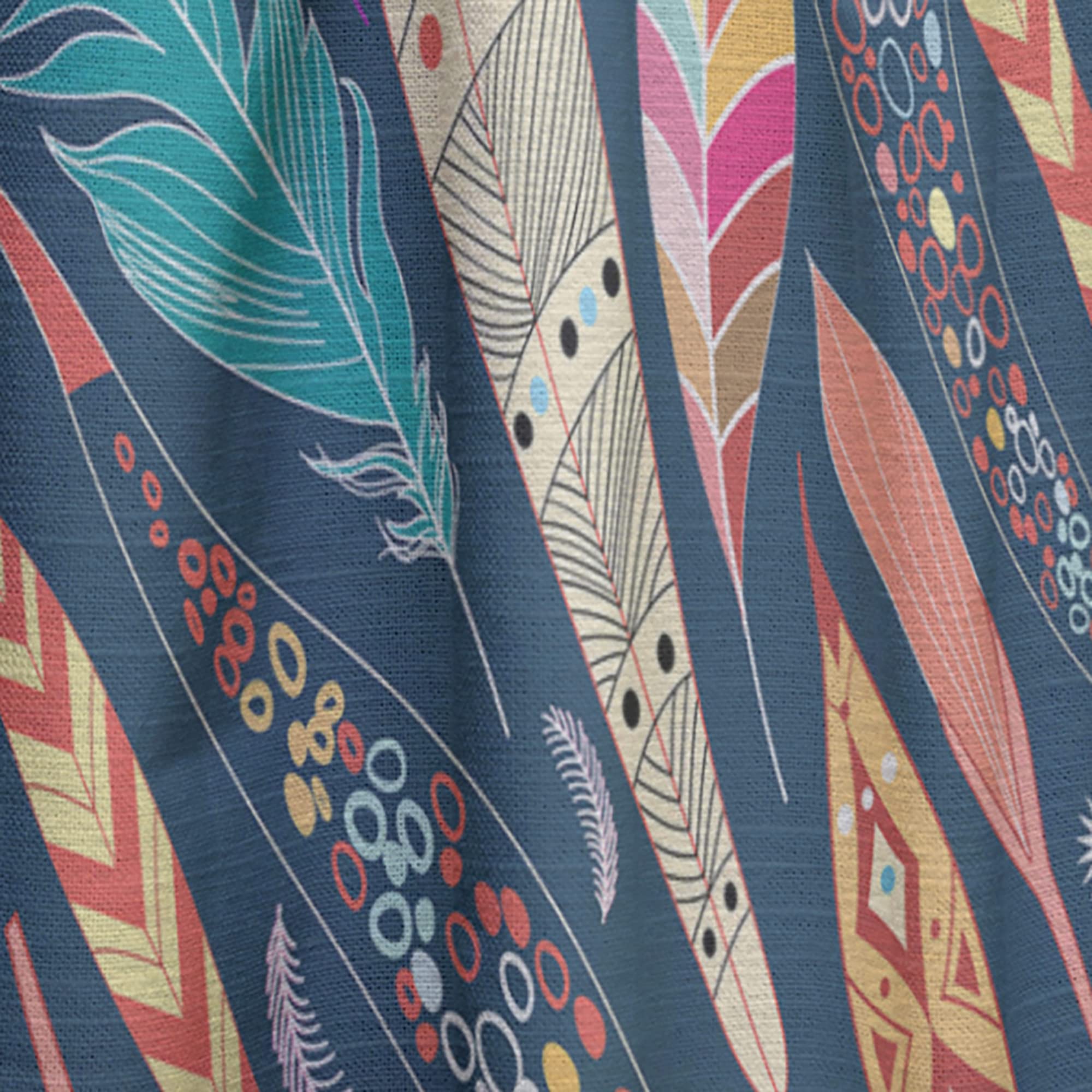 DesignQ Thermal Insulated Curtains - Leaves & Feathers Pattern Single Panel (52x95 inches) for Bedroom & Living Room - Blackout Drapes for Privacy, Light Control & Energy Efficiency